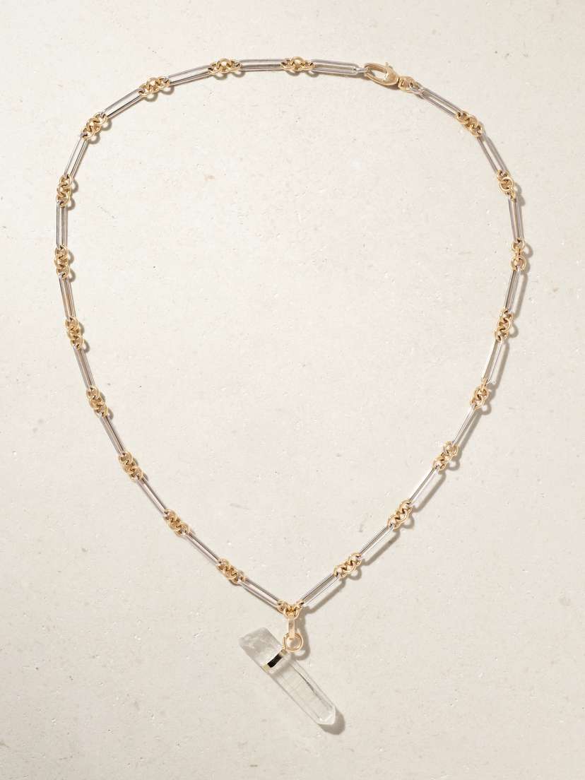 JIA JIA Jumbo 14-karat Yellow And White Gold, Crystal Quartz And Diamond Necklace