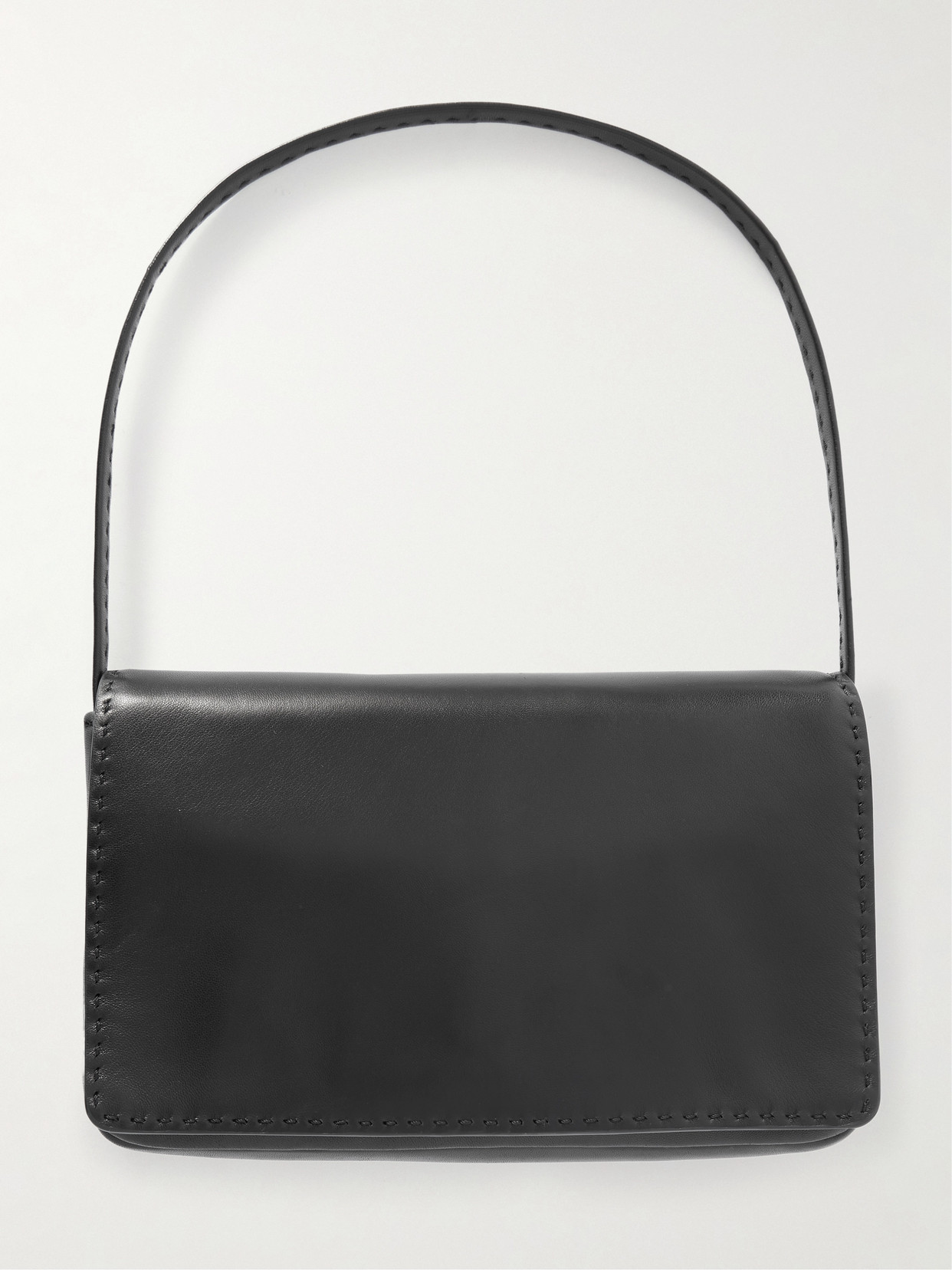 The Row Nuance Leather Shoulder Bag In Black