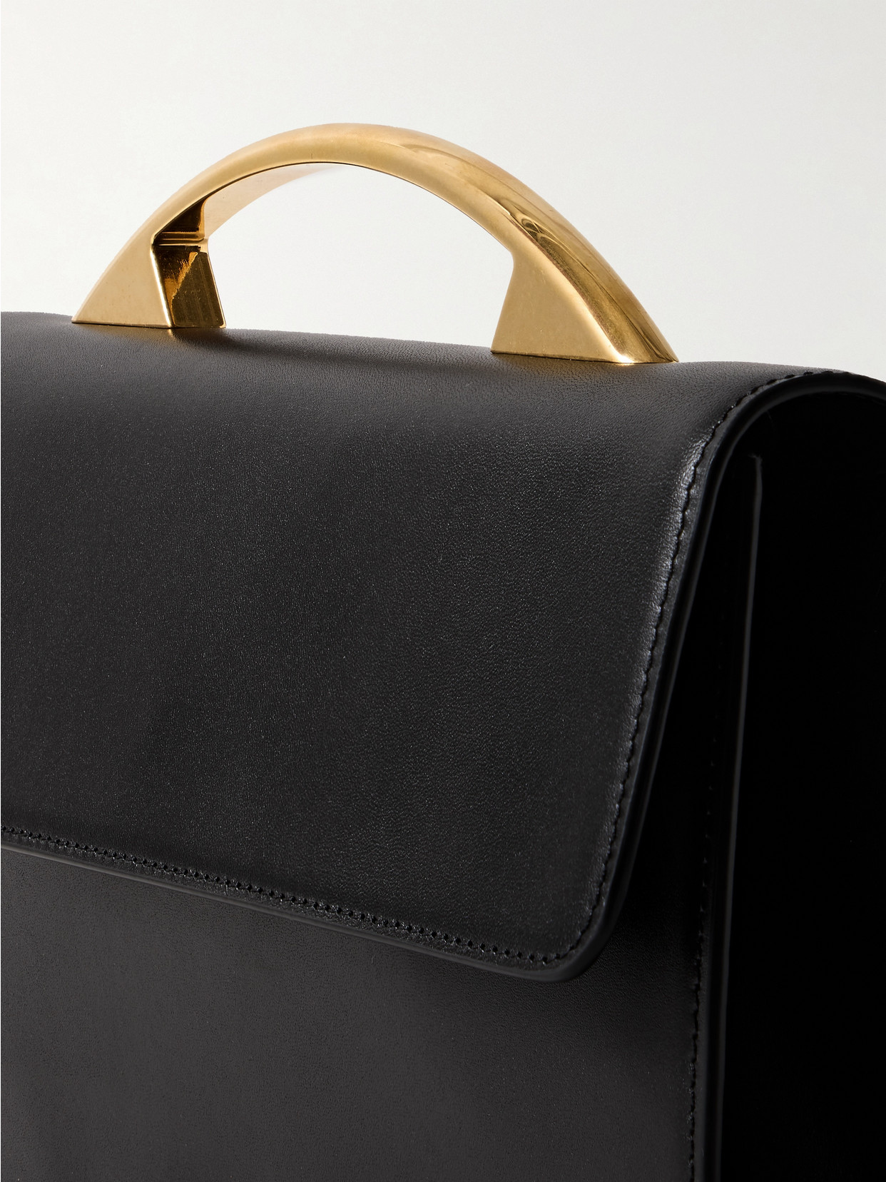 The Row Nia Leather Tote In Black