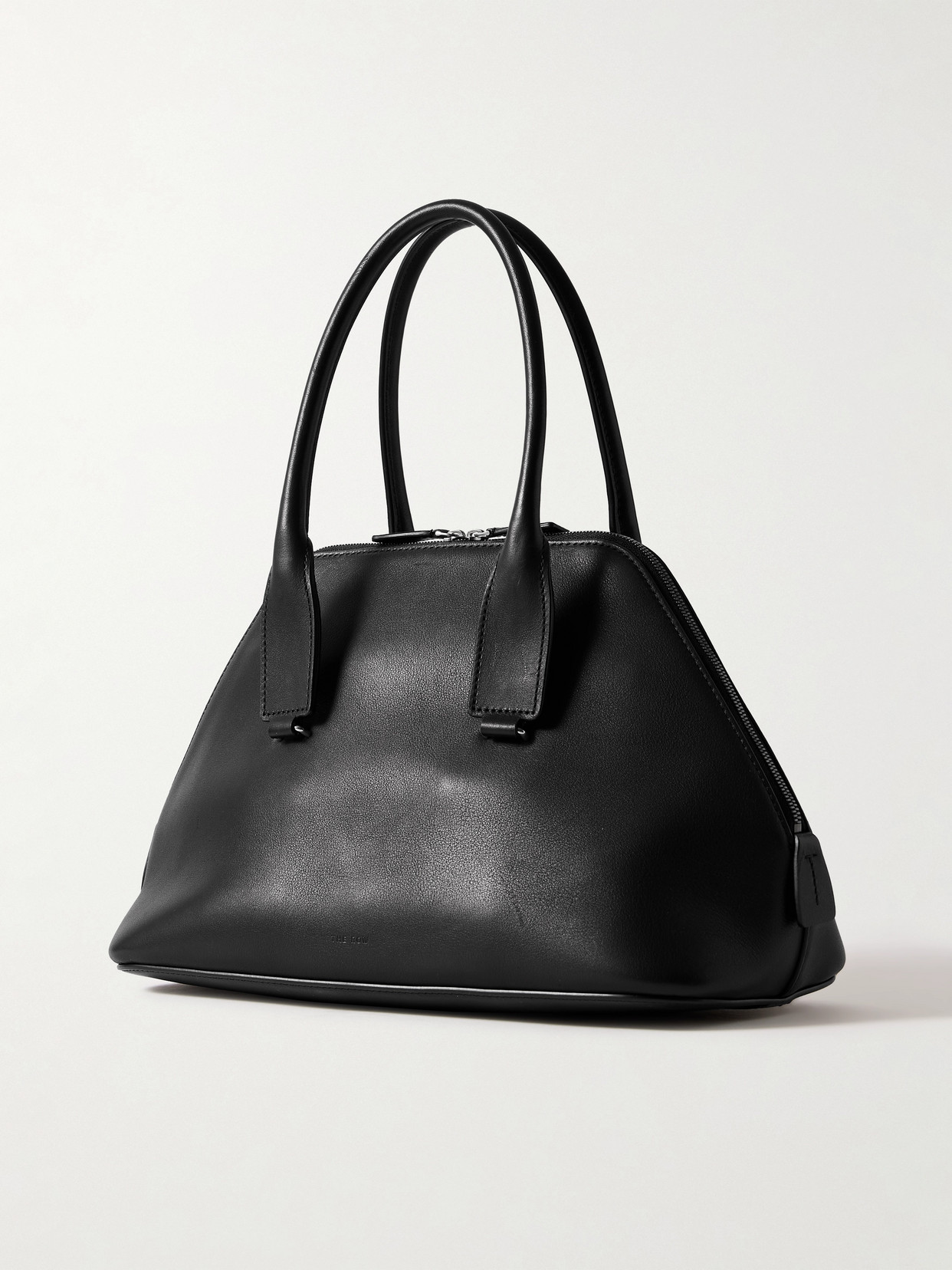 The Row Devon Medium Leather Tote In Black