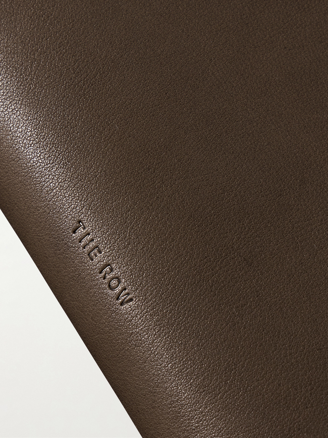 The Row Flat Leather Clutch In Brown