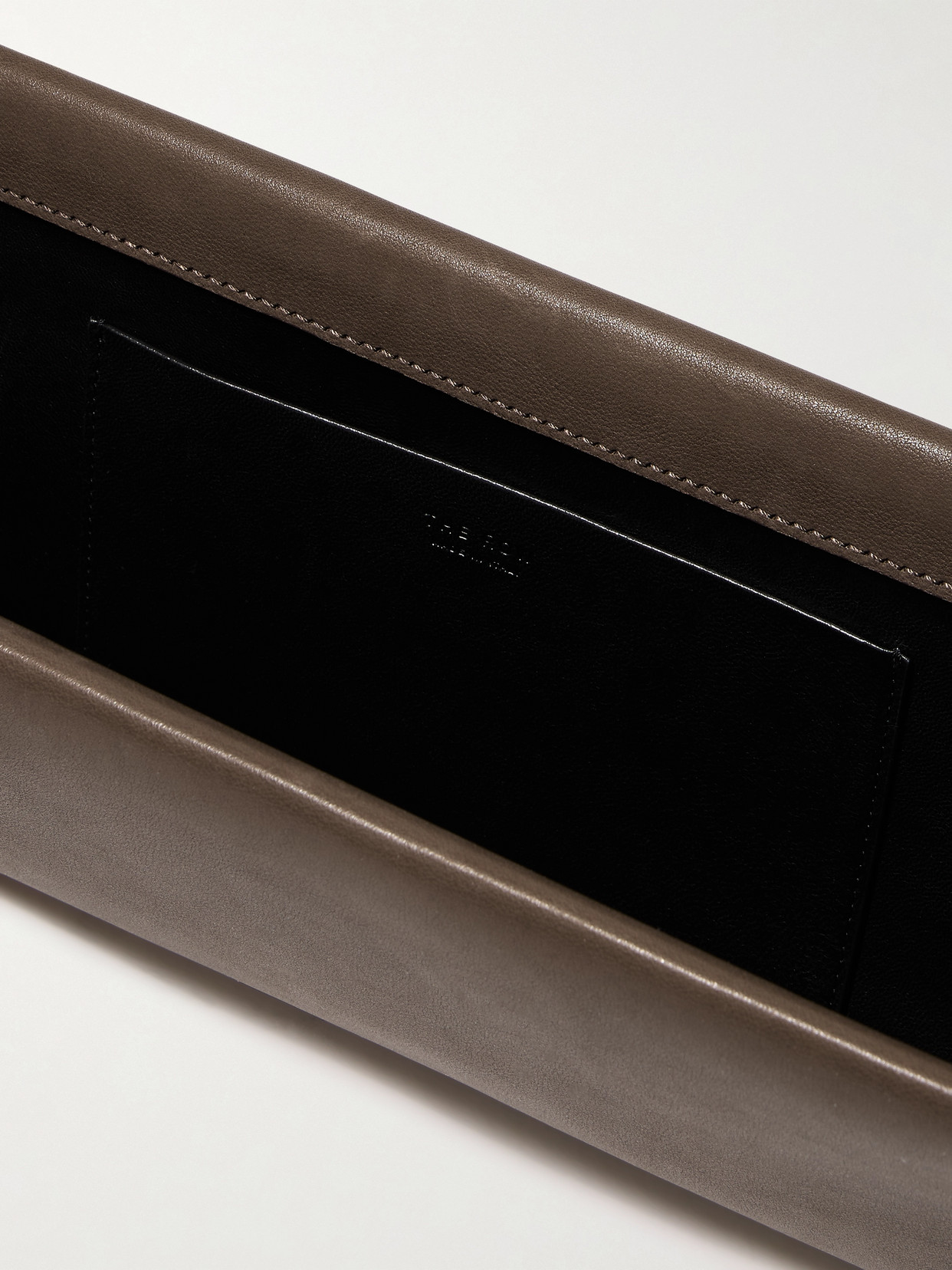 The Row Flat Leather Clutch In Brown