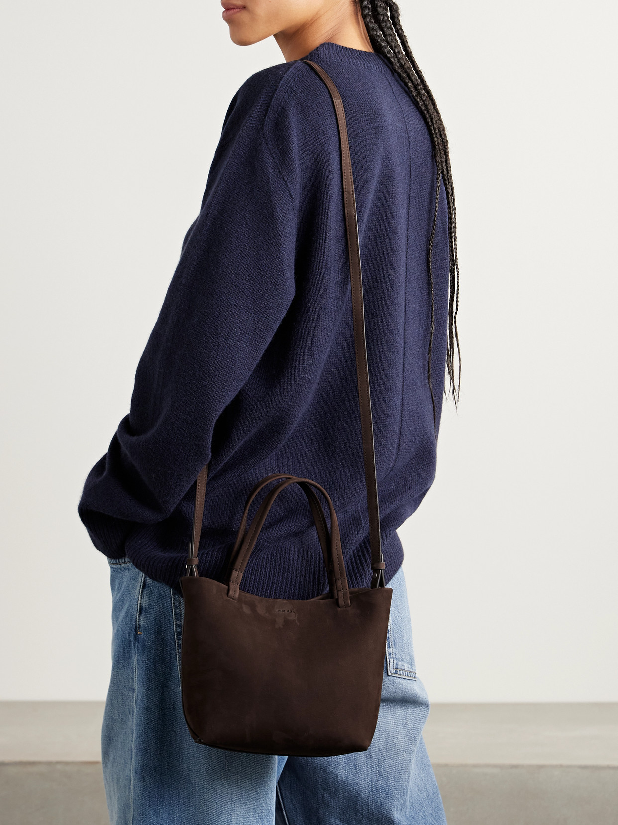 The Row Park Small Nubuck Tote In Brown