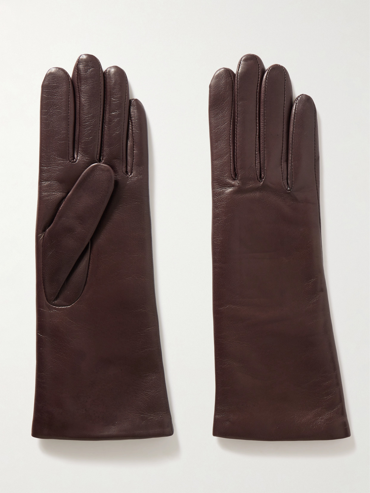 Agnelle - Christina Cashmere-lined Leather Gloves - Brown
