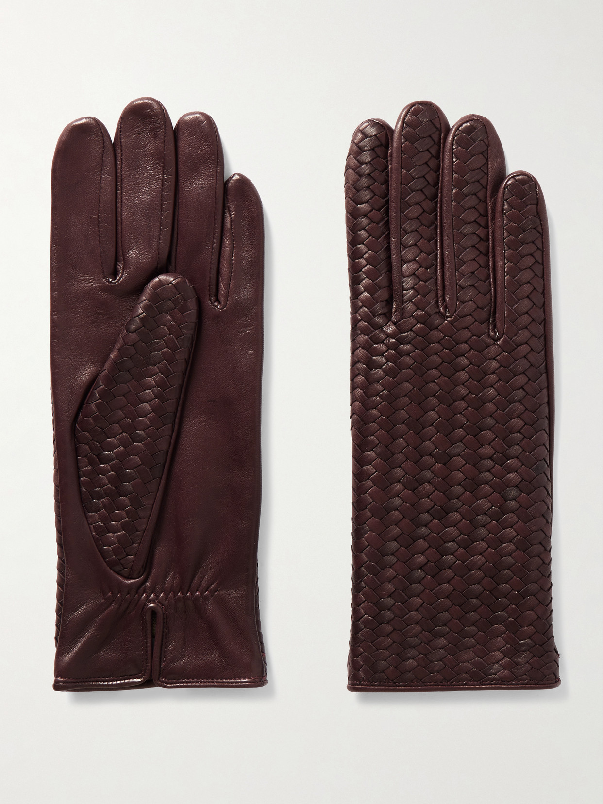 Agnelle - Stanilas Woven Leather Gloves - Burgundy