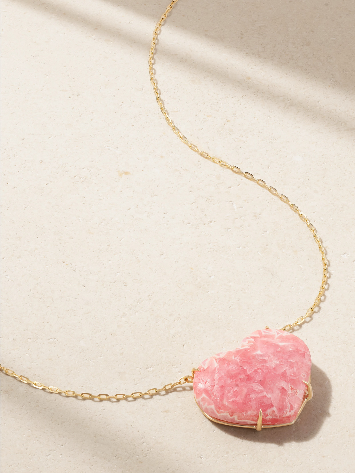 Jia Jia Heart 14-karat Gold Rhodochrosite Necklace In Pink