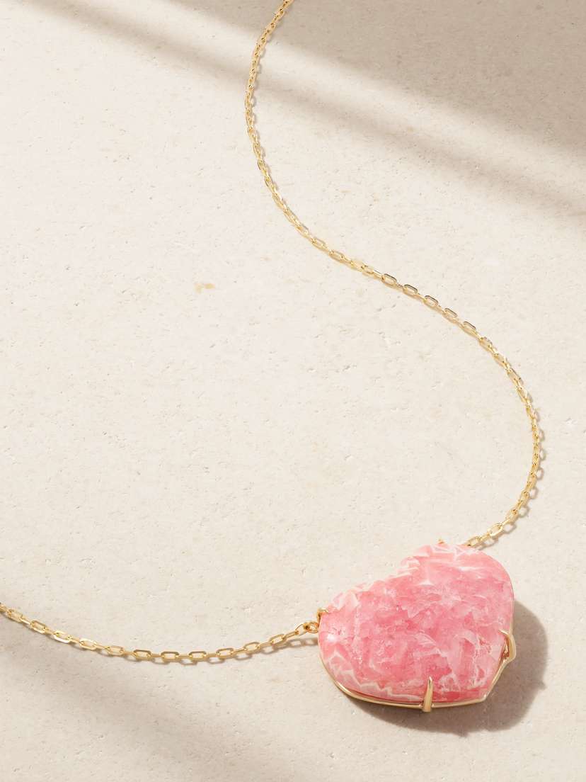 JIA JIA Heart 14-karat Gold Rhodochrosite Necklace