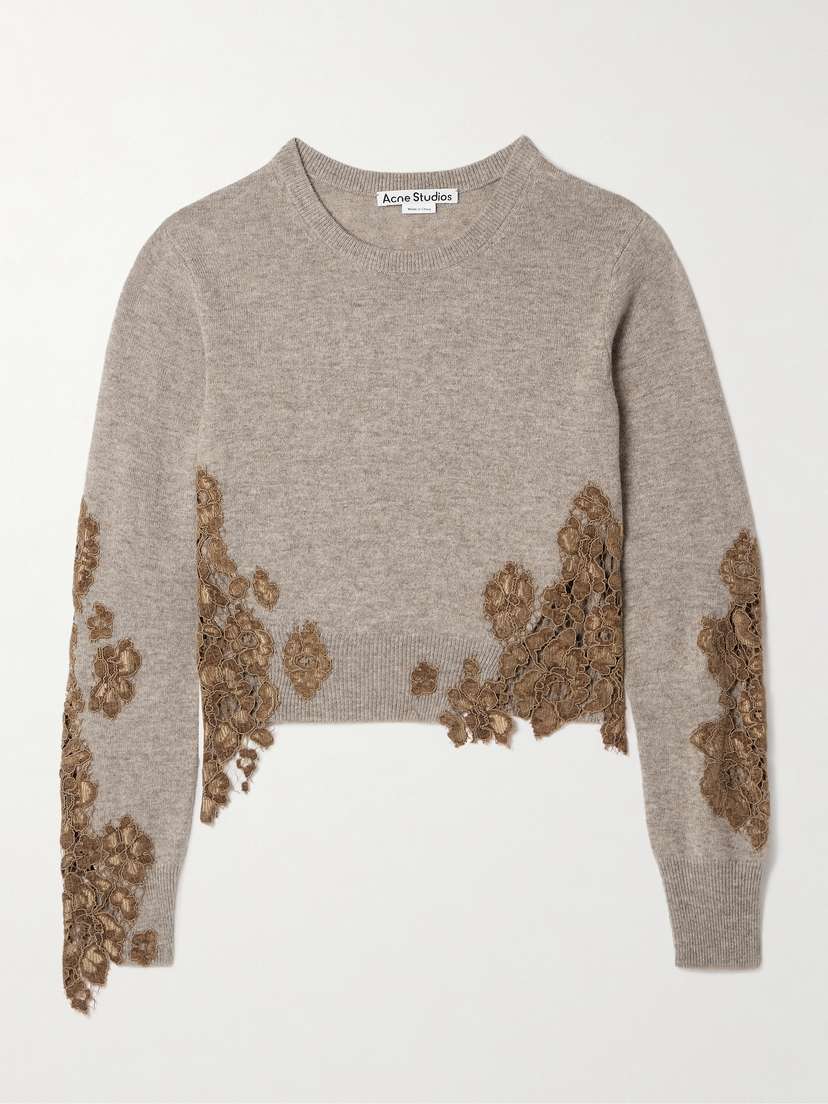 Acne Studios Corded Lace-trimmed Wool-blend Sweater