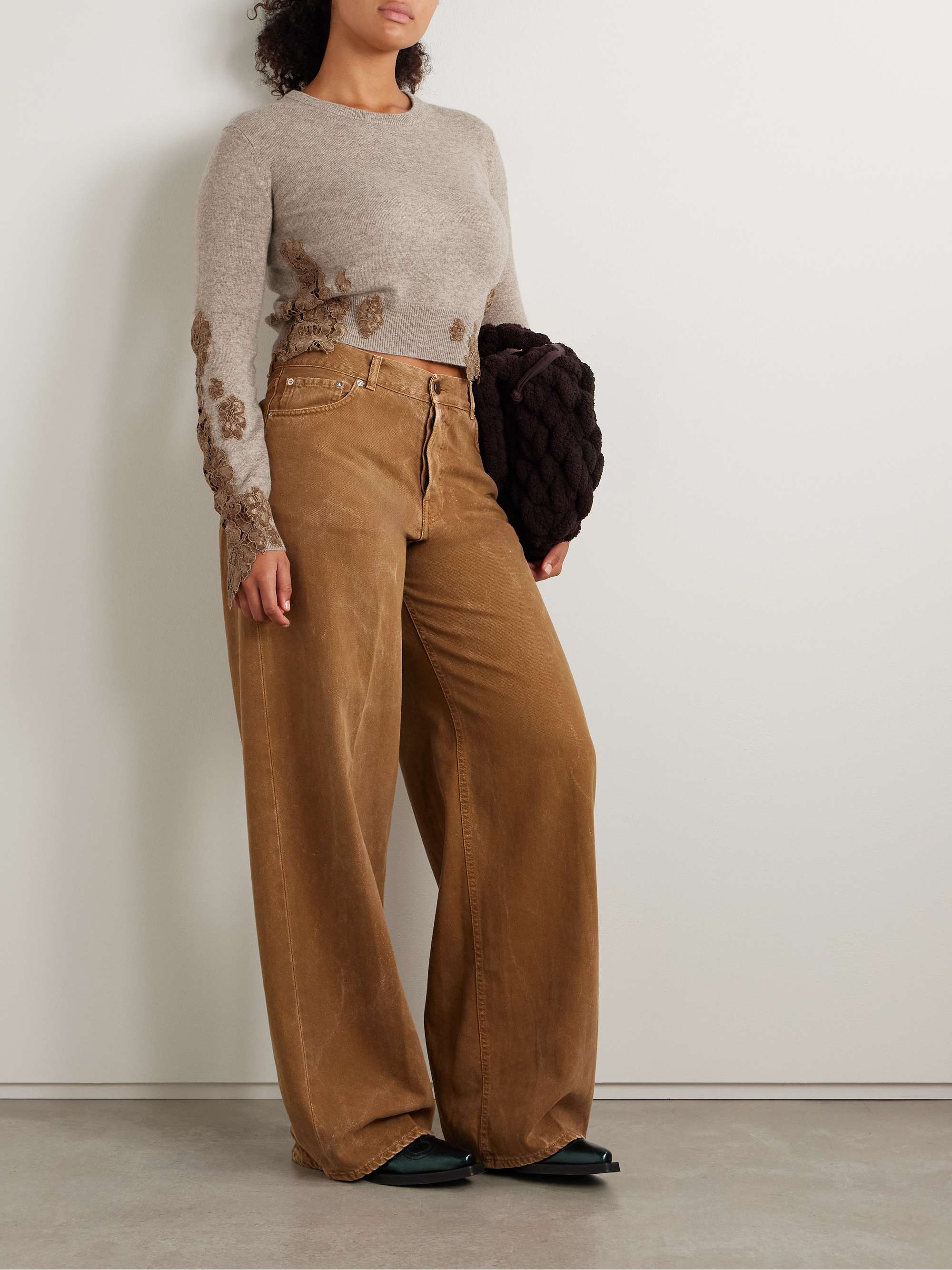 ACNE STUDIOS Corded lace trimmed wool blend sweater NET A PORTER
