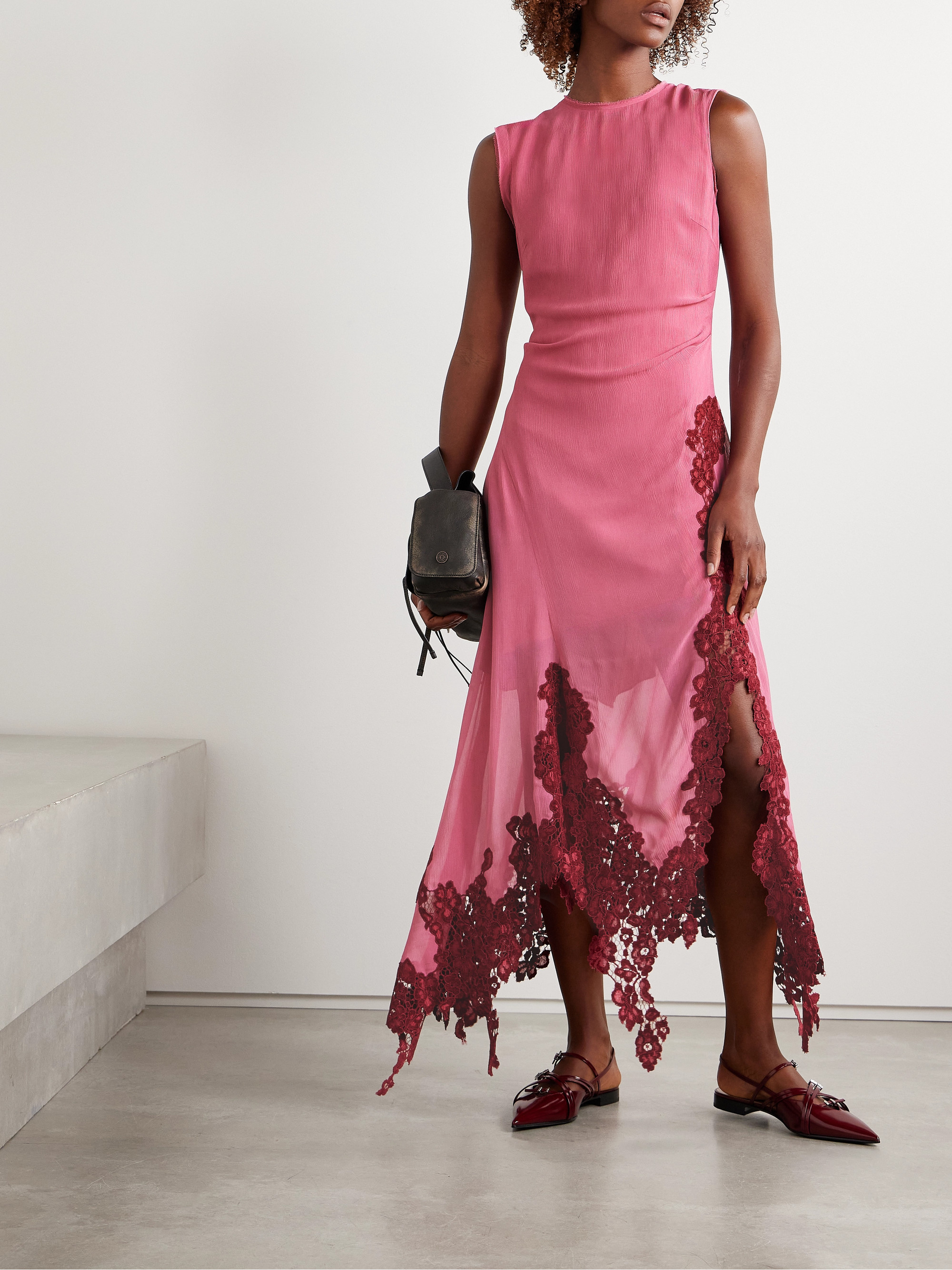 acne lace dress Acne Studios: White Lace Corset Midi Dress