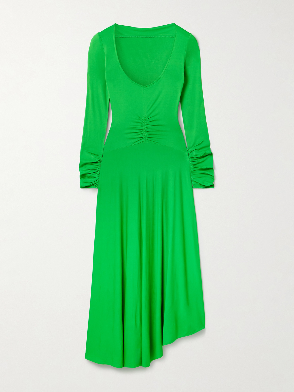 Acne Studios Ruched Stretch-jersey Maxi Dress In Green