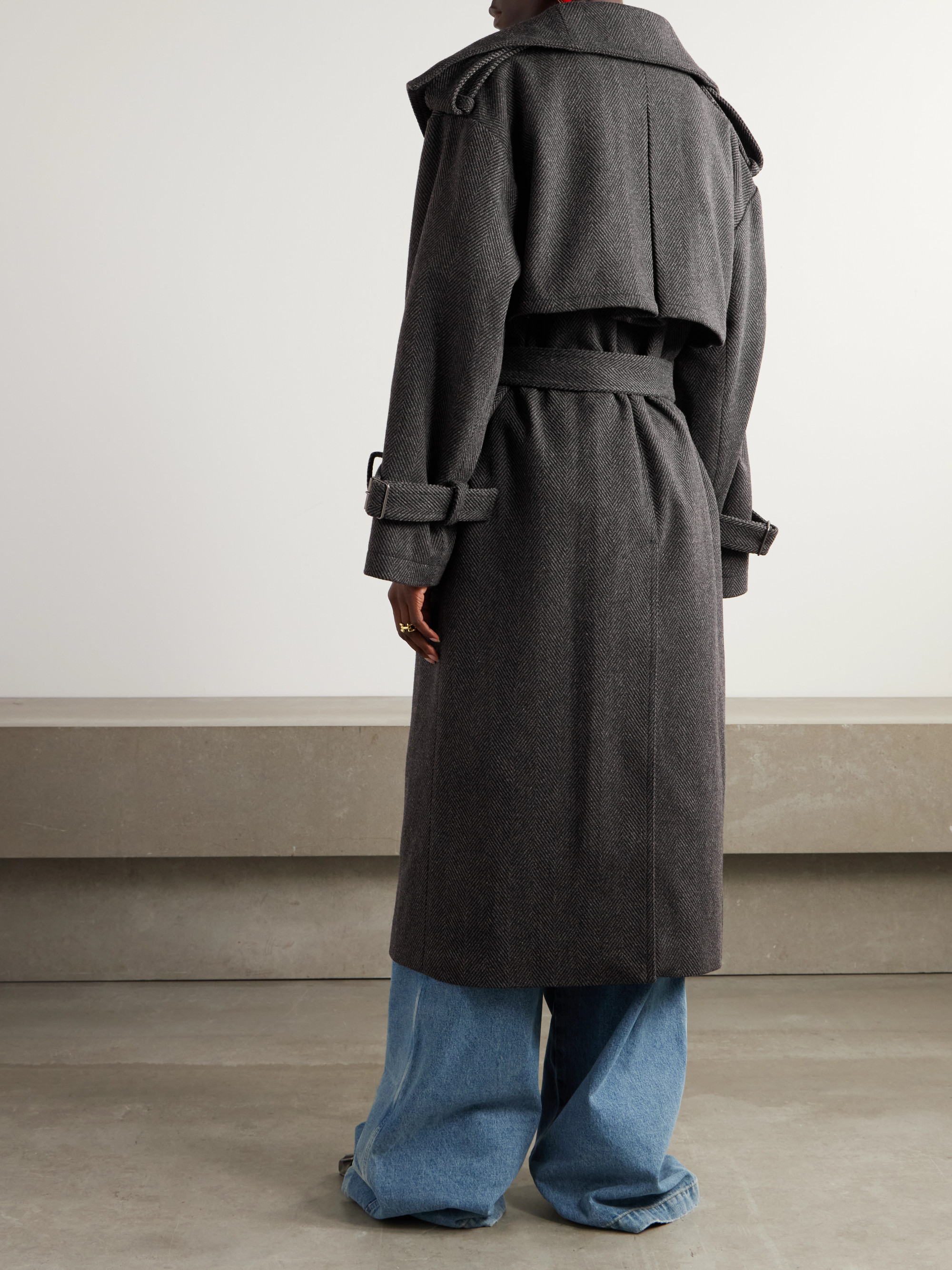 Acne Studios Oversized belted herringbone wool-blend coat