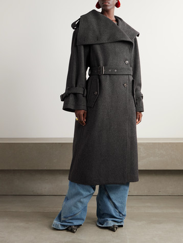 Acne Studios Oversized belted herringbone wool-blend coat