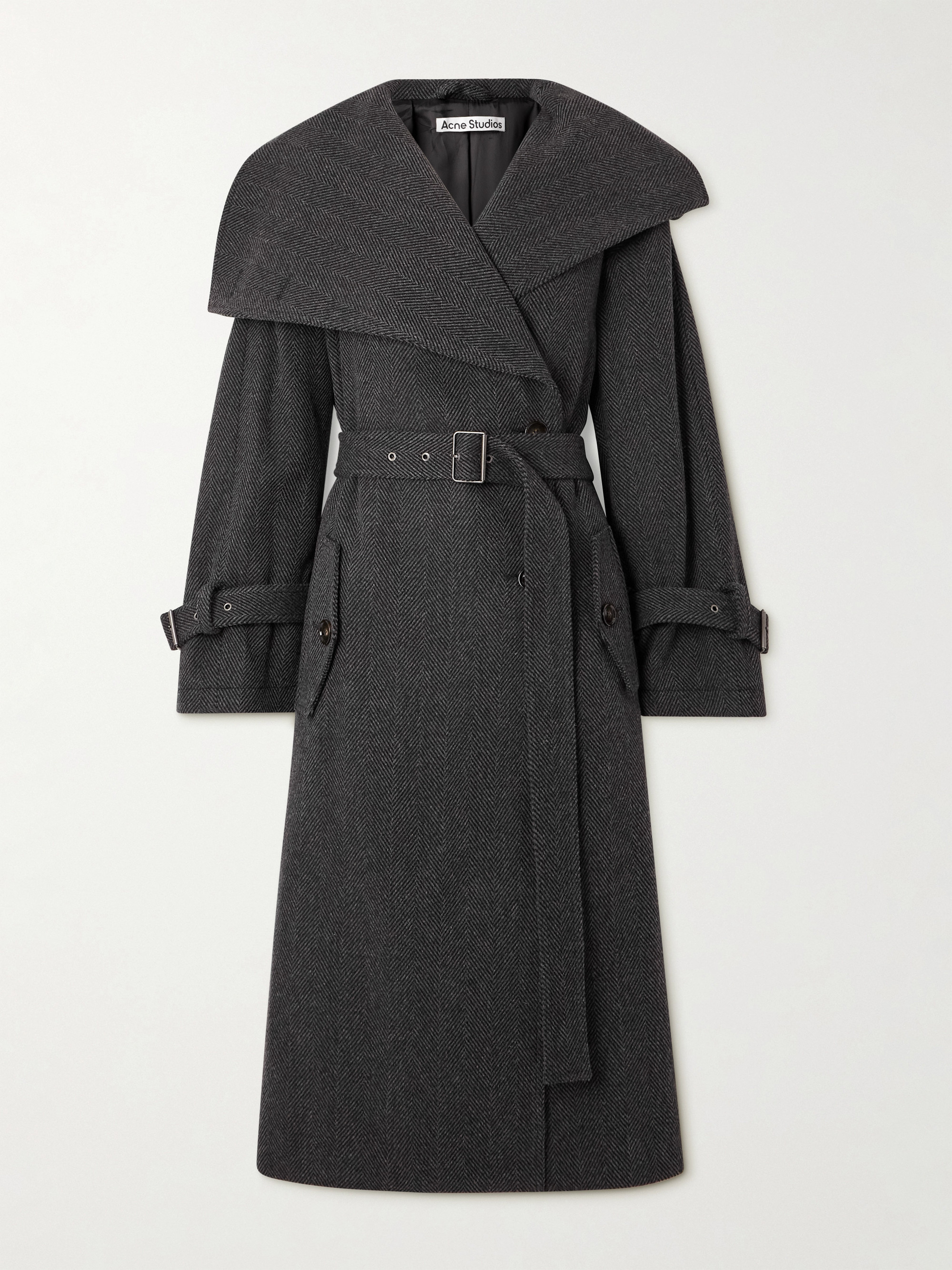 Acne Studios Oversized belted herringbone wool-blend coat