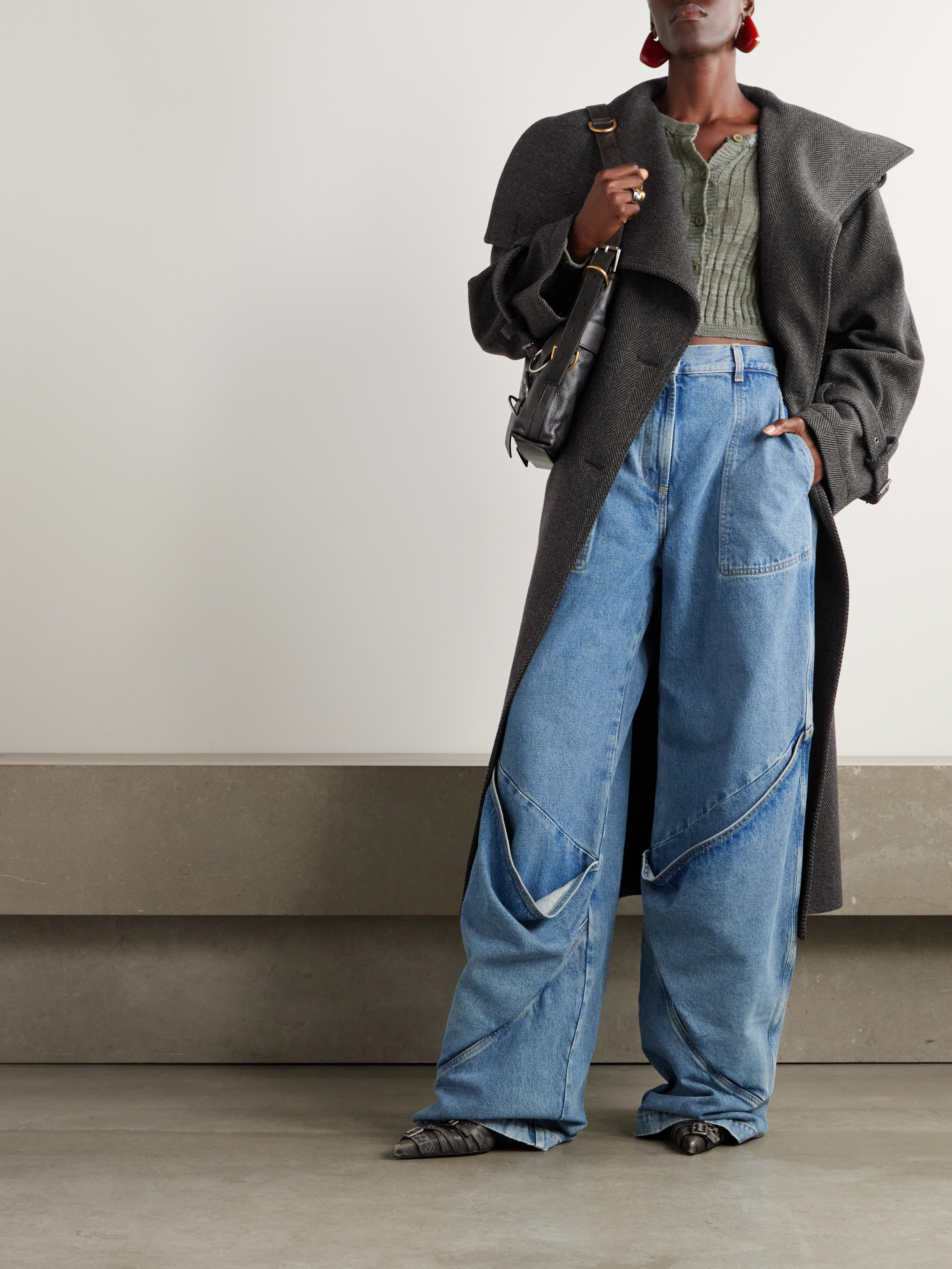 Acne Studios Oversized belted herringbone wool-blend coat