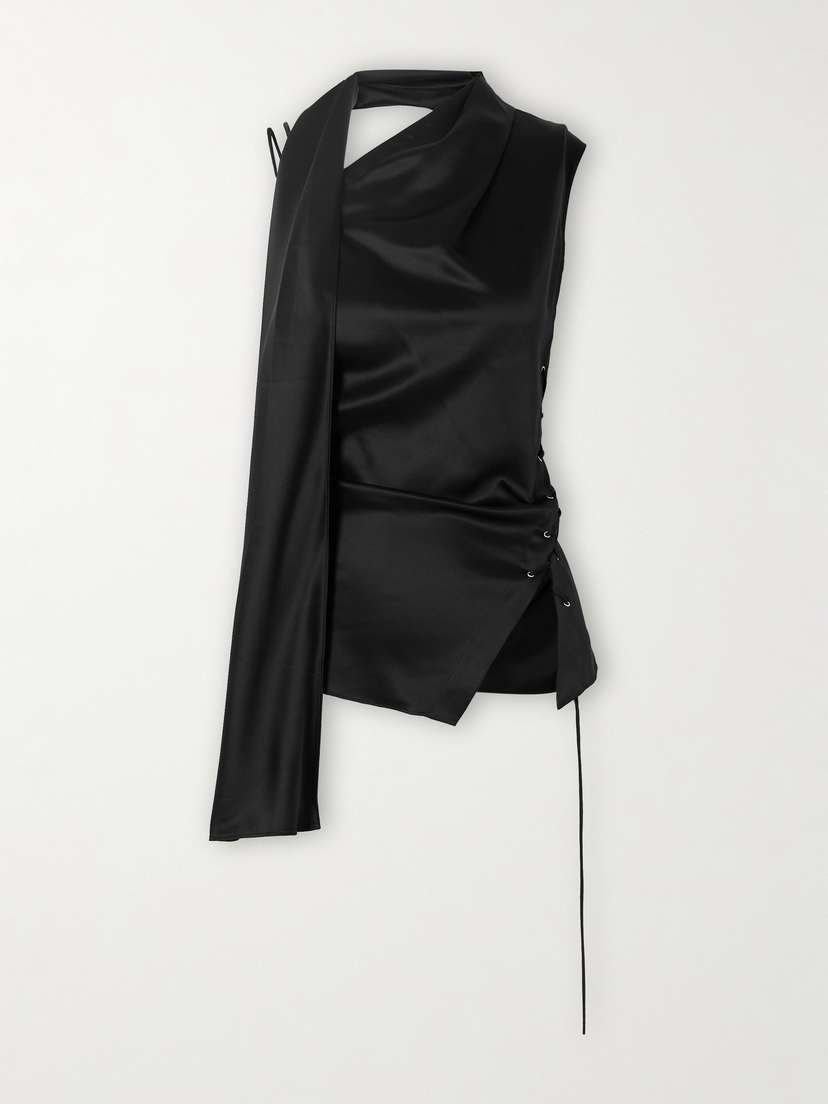 Acne Studios Asymmetric Tie-detailed Satin Top