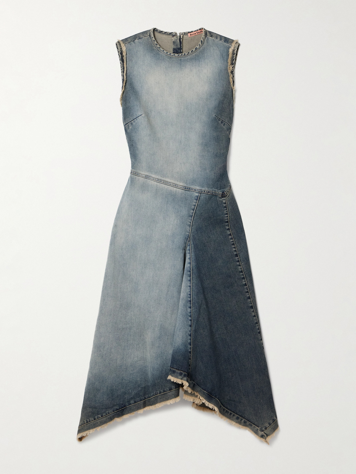 Acne Studios - Asymmetric Frayed Denim Midi Dress - Blue