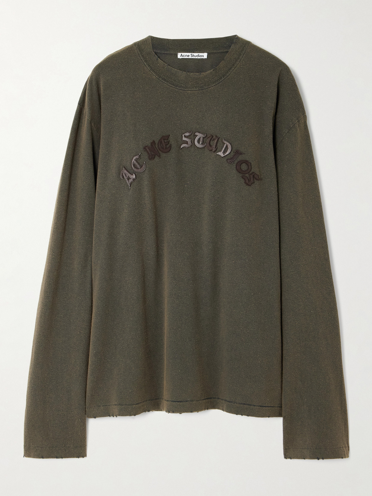 Acne Studios - Distressed Appliquéd Cotton-jersey T-shirt - Gray