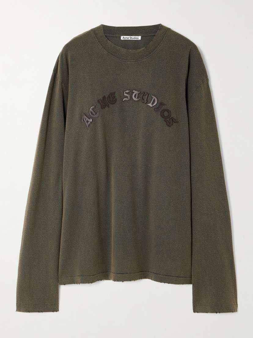 Acne Studios Distressed Appliquéd Cotton-jersey T-shirt