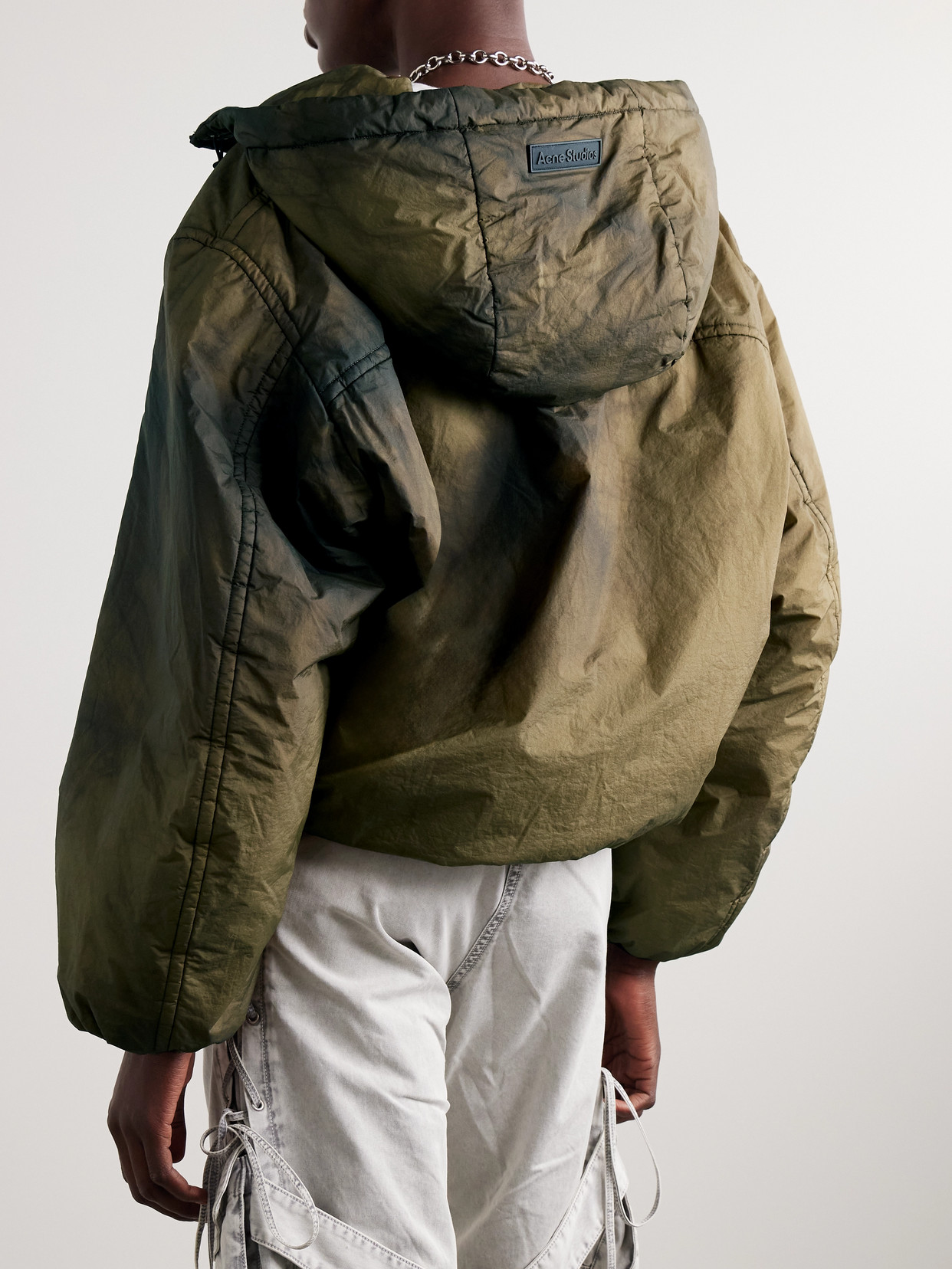 Acne Studios Tie-dyed Shell Hooded Jacket In Green