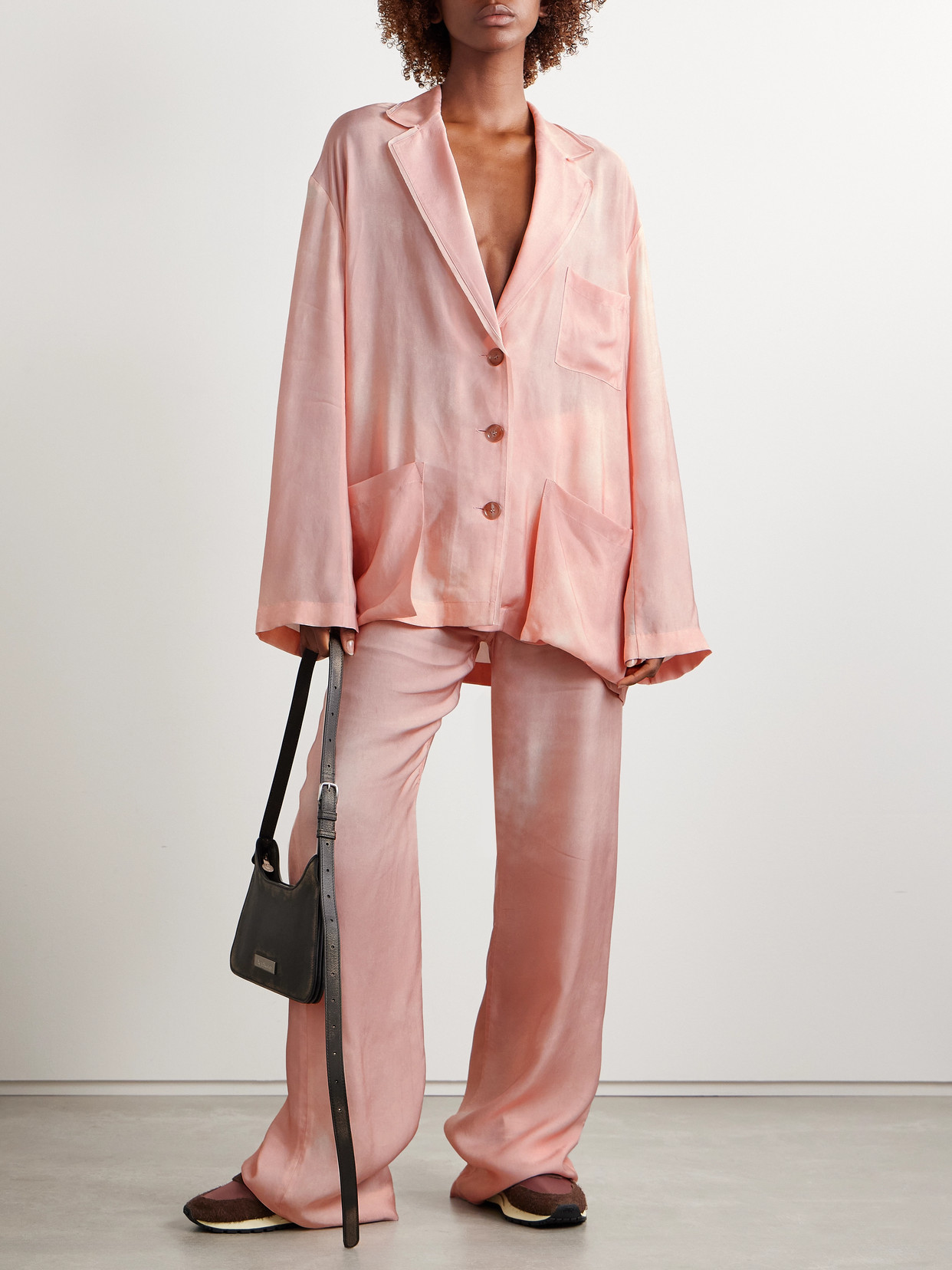 Acne Studios Oversized Satin-twill Blazer In Pink