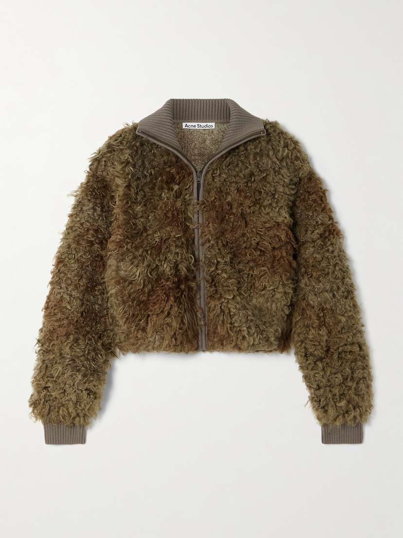 Acne Studios Knit-trimmed Faux Shearling Jacket