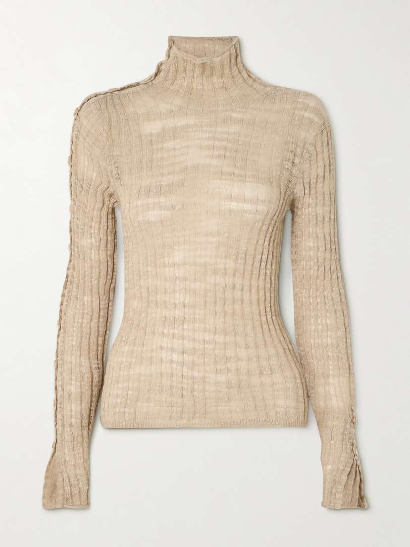 Acne Studios Ribbed Linen-blend Turtleneck Top