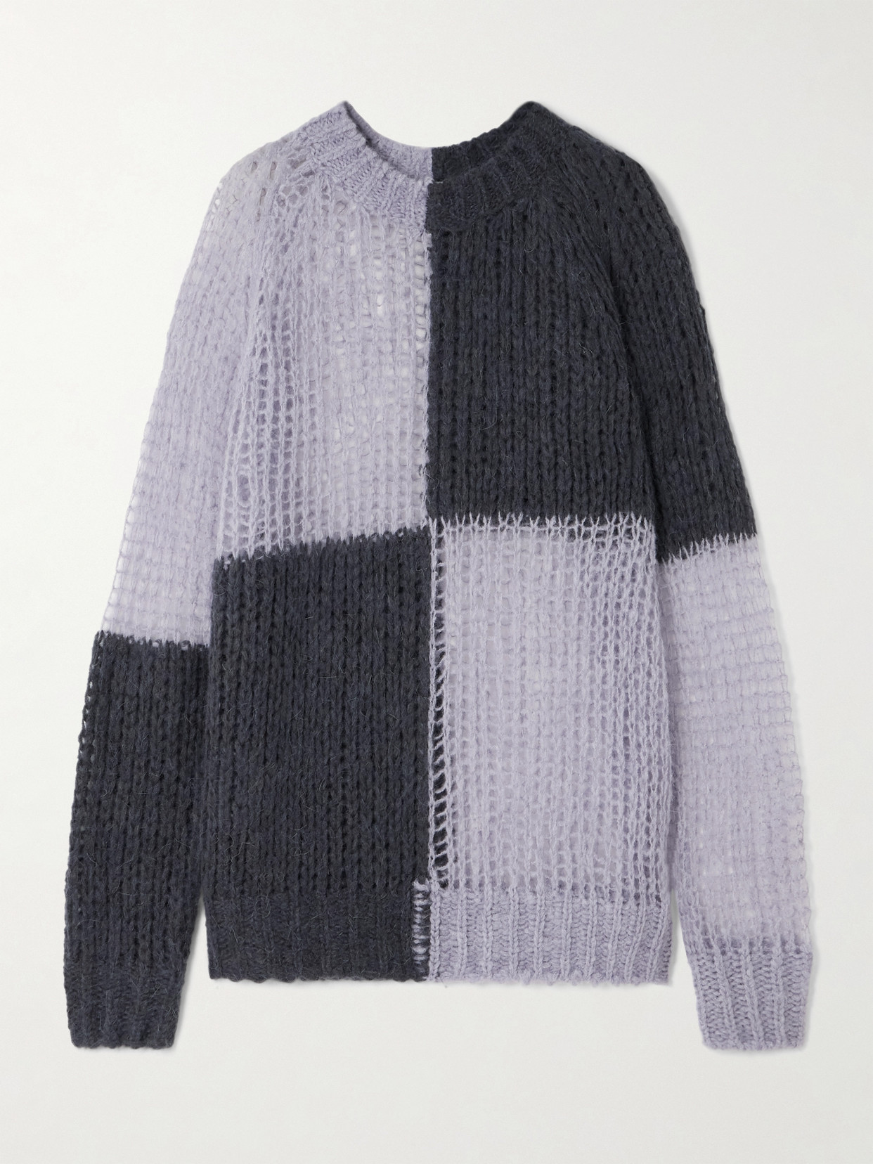 Acne Studios - Oversized Two-tone Open-knit Sweater - Purple