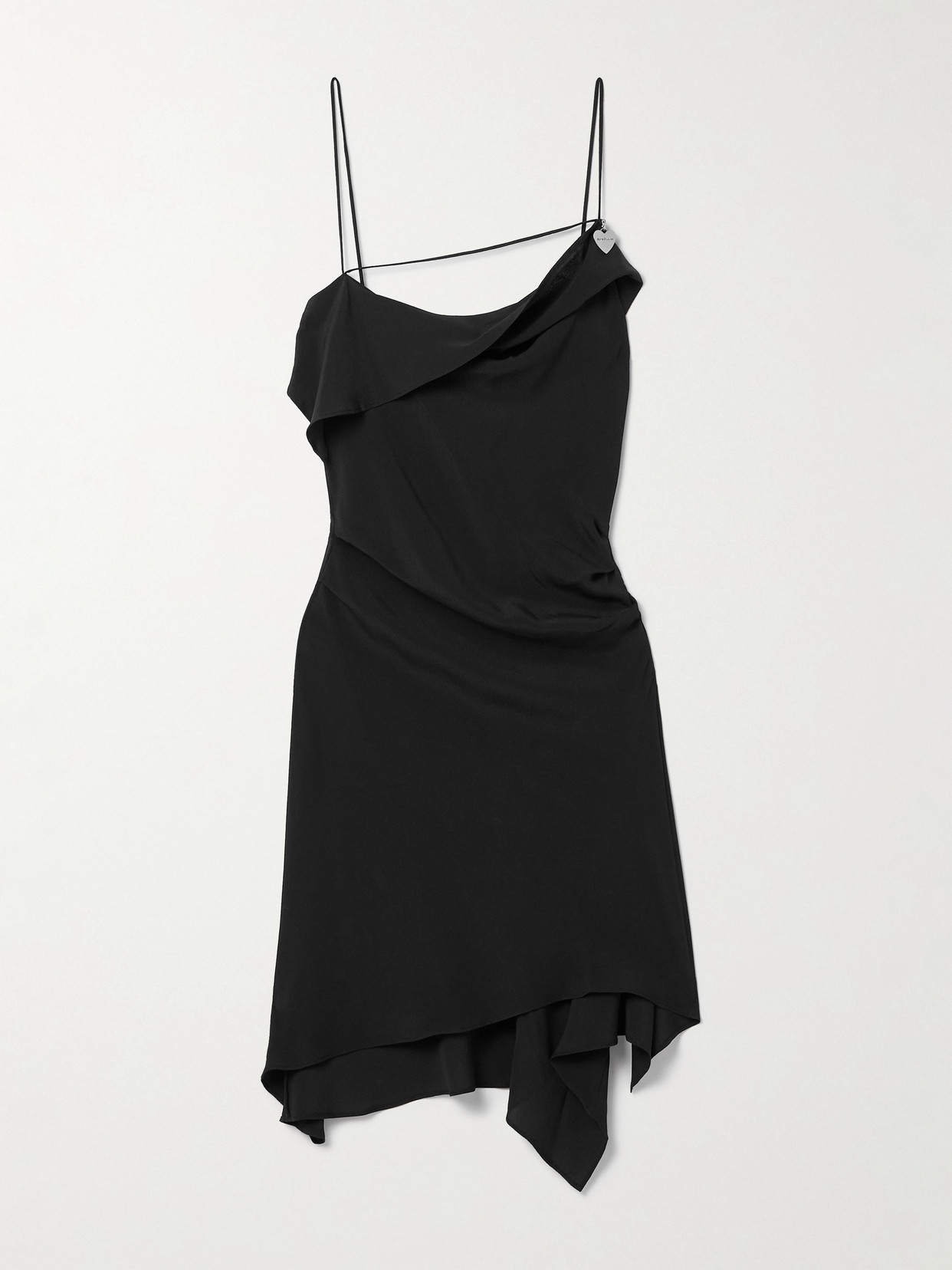 Acne Studios - Asymmetric Open-back Draped Crepe Mini Dress - Black