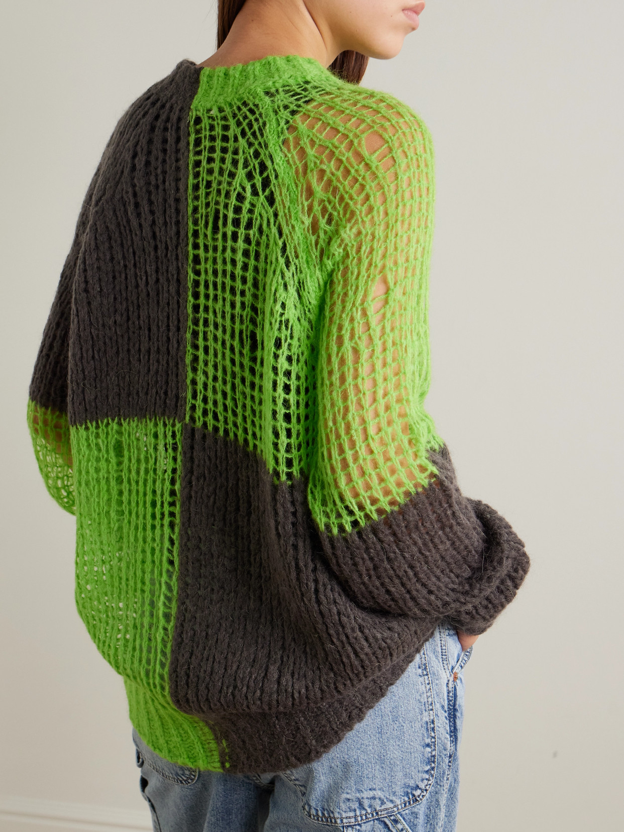 Acne Studios Check-pattern Sweater In Green
