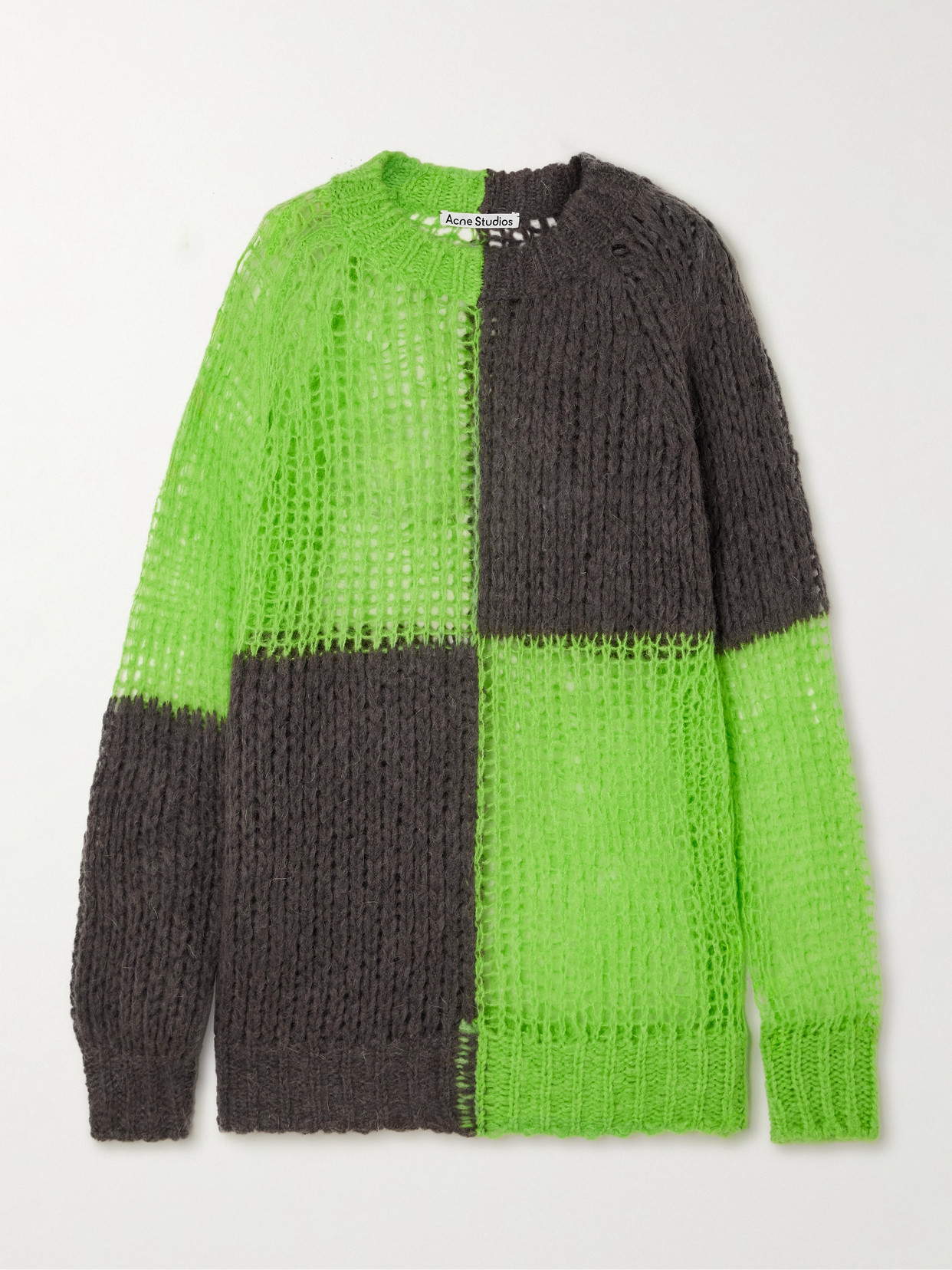 ACNE STUDIOS OVERSIZED TWO-TONE OPEN-KNIT SWEATER