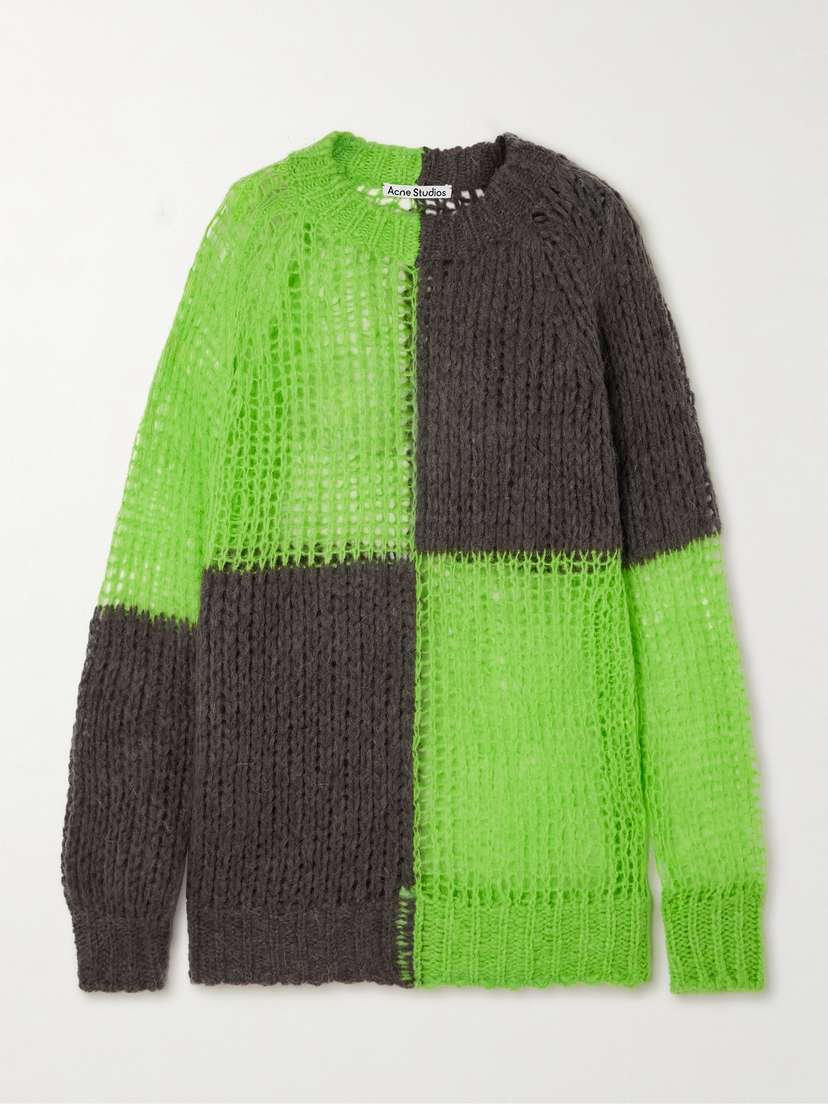 Acne Studios Oversized Two-tone Open-knit Sweater