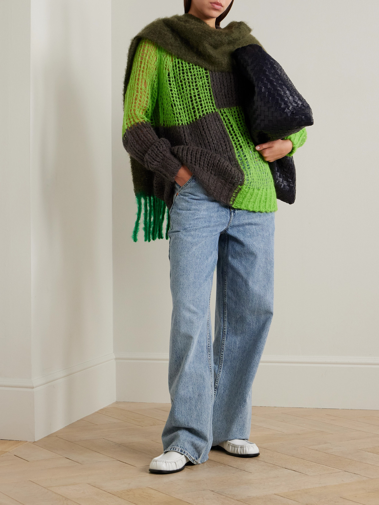 Acne Studios Check-pattern Sweater In Green