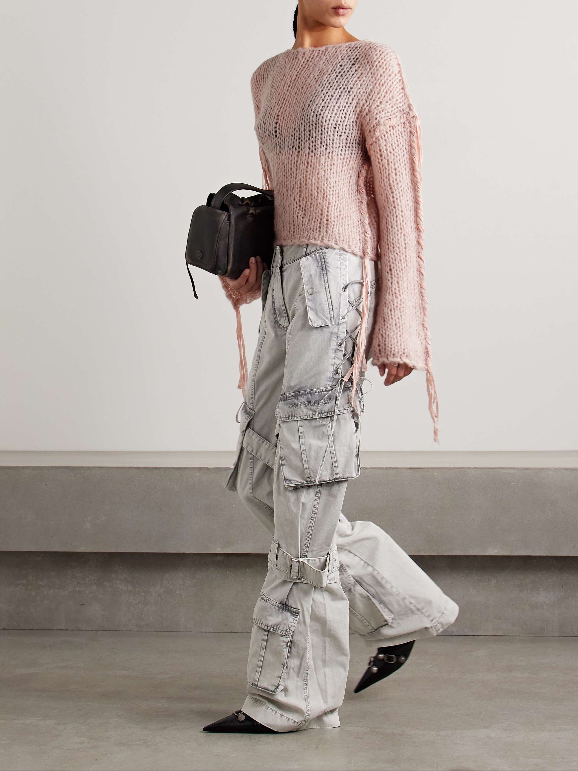 ACNE STUDIOS Cropped whipstitched knitted sweater | NET-A-PORTER