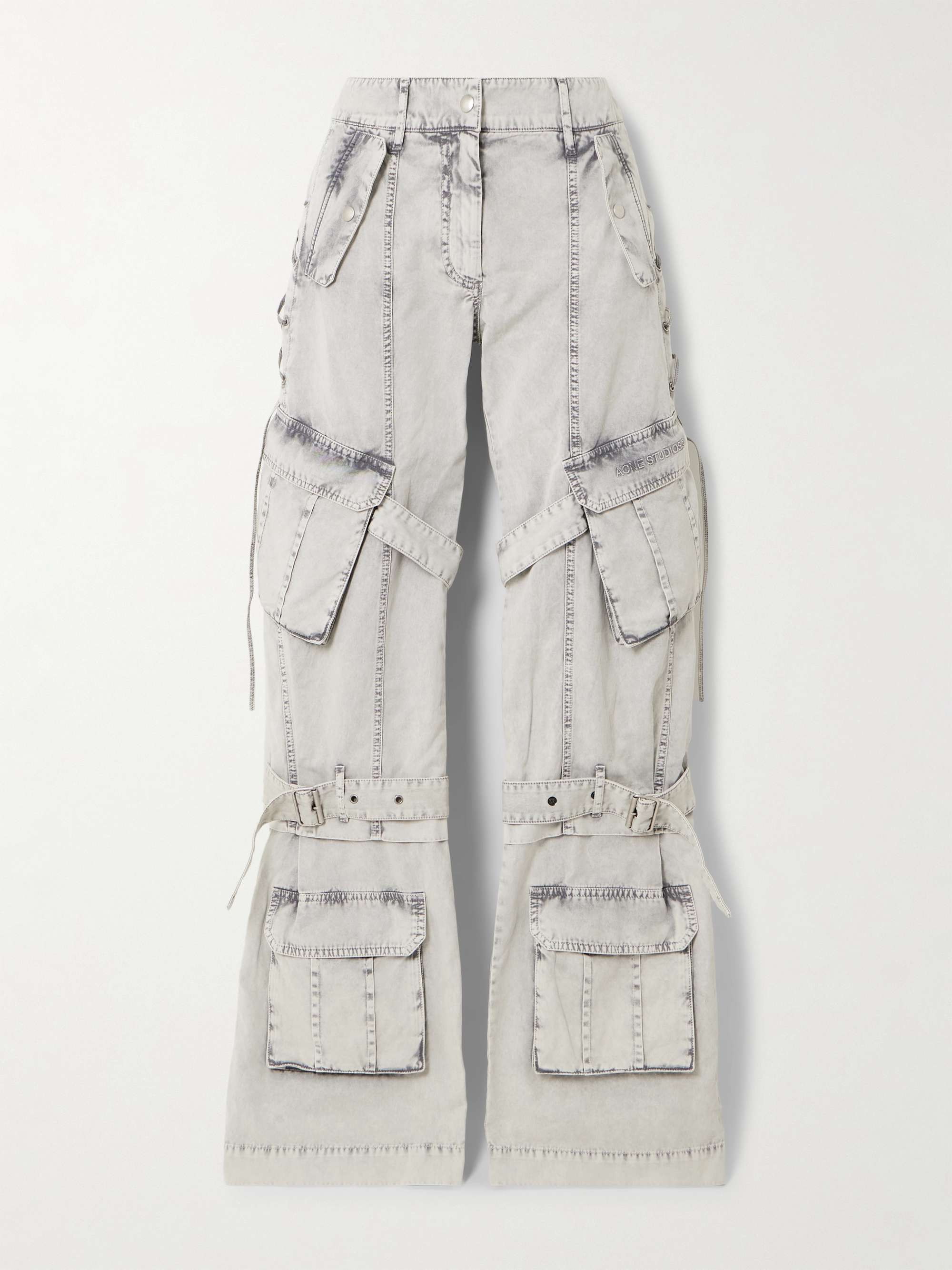 ACNE STUDIOS Buckled tie-detailed cotton-twill wide-leg