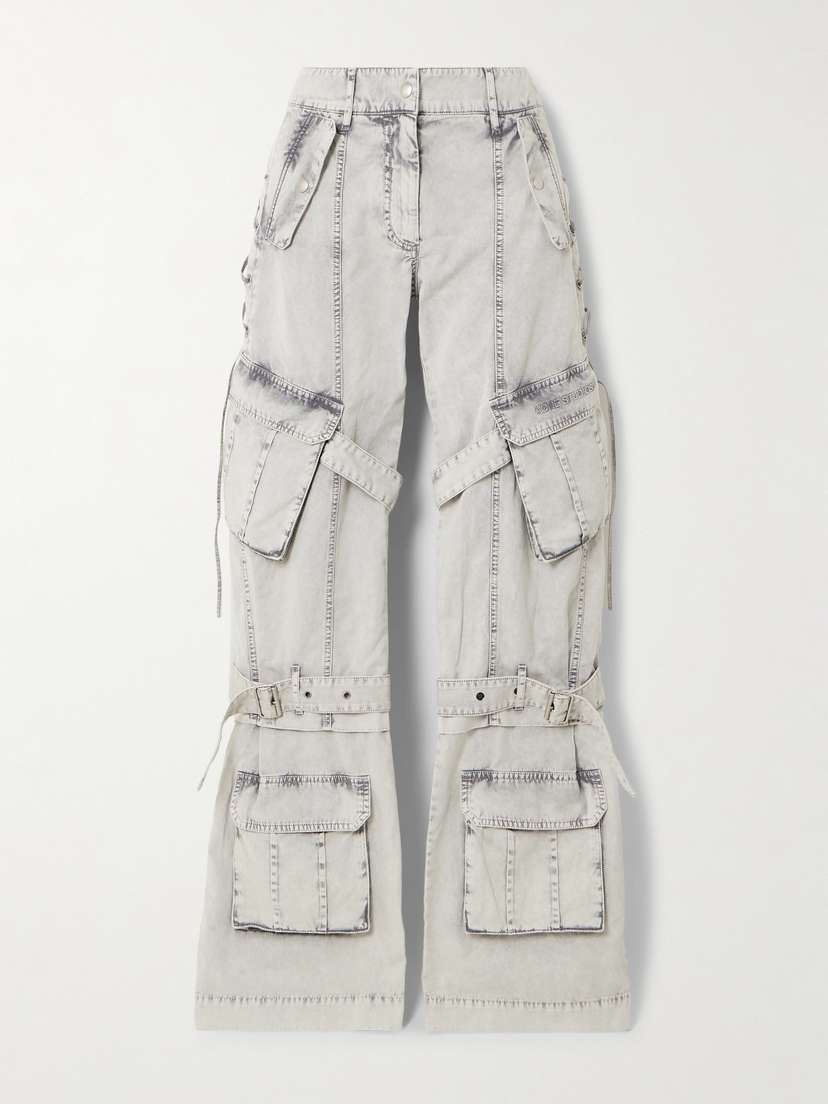 Acne Studios Buckled Tie-detailed Cotton-twill Wide-leg Pants