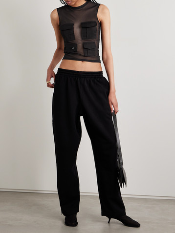 Acne Studios Cropped paneled cotton-trimmed stretch-mesh tank