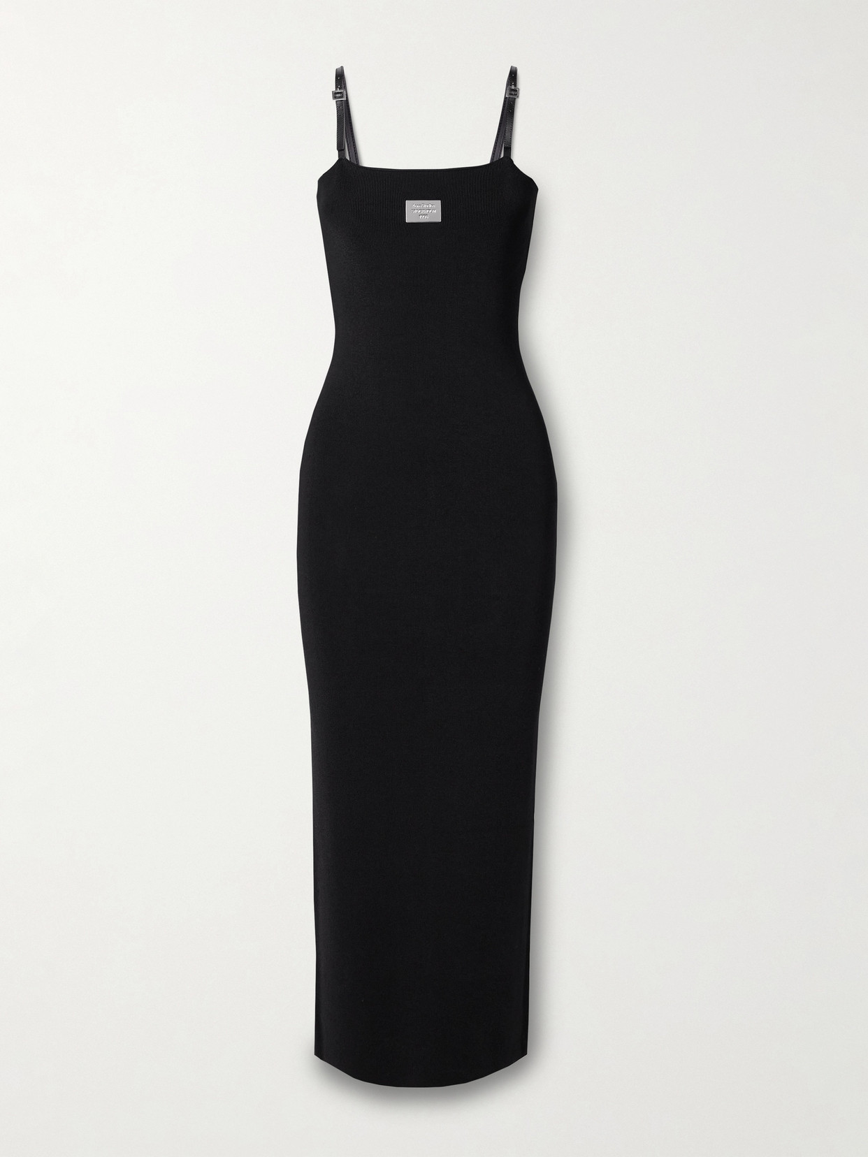 Acne Studios Embellished Ribbed-knit Midi Dress In Black