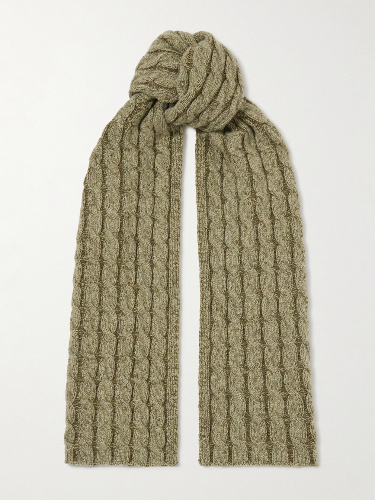 Johnstons Of Elgin Cable-knit Cashmere Scarf In Green