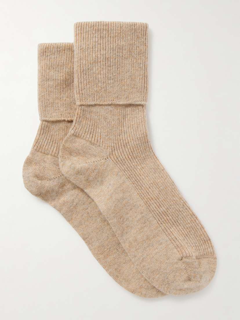 Johnstons of Elgin Ribbed Cashmere-blend Socks