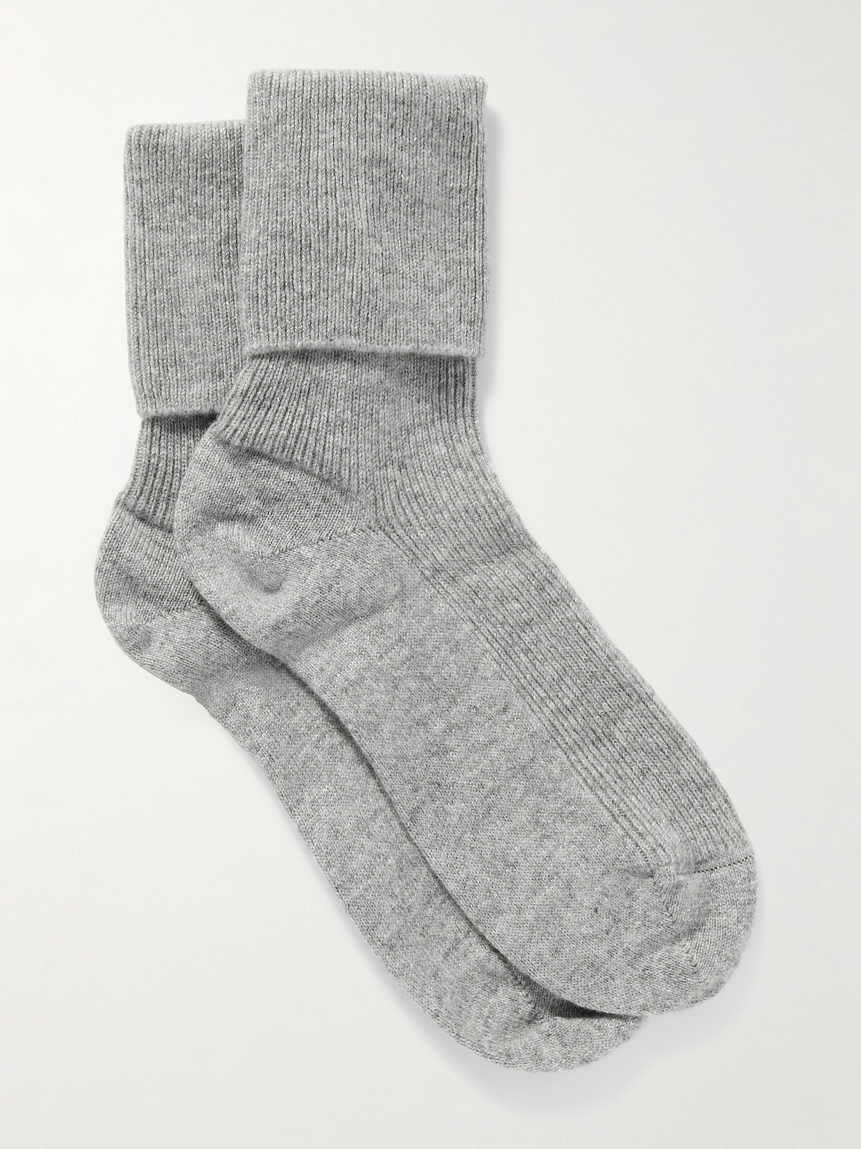 Johnstons Of Elgin Ribbed Cashmere-blend Socks In Gray