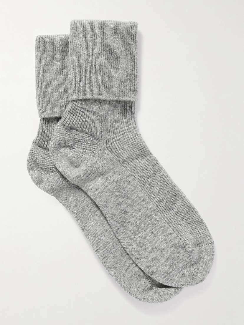 Johnstons of Elgin Ribbed Cashmere-blend Socks