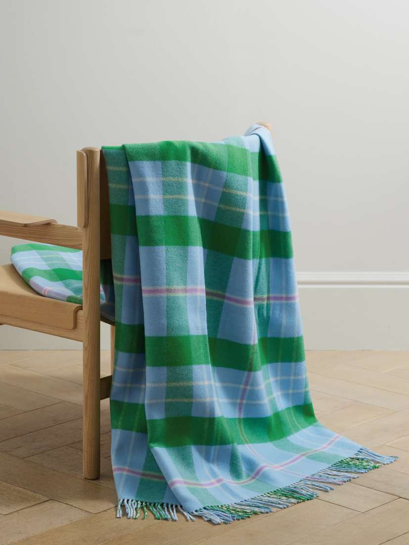 Johnstons of Elgin Fringed Checked Wool Throw