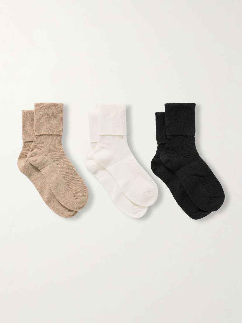 Johnstons of Elgin Treat Your Feet Set Of Three Ribbed Cashmere-blend Socks