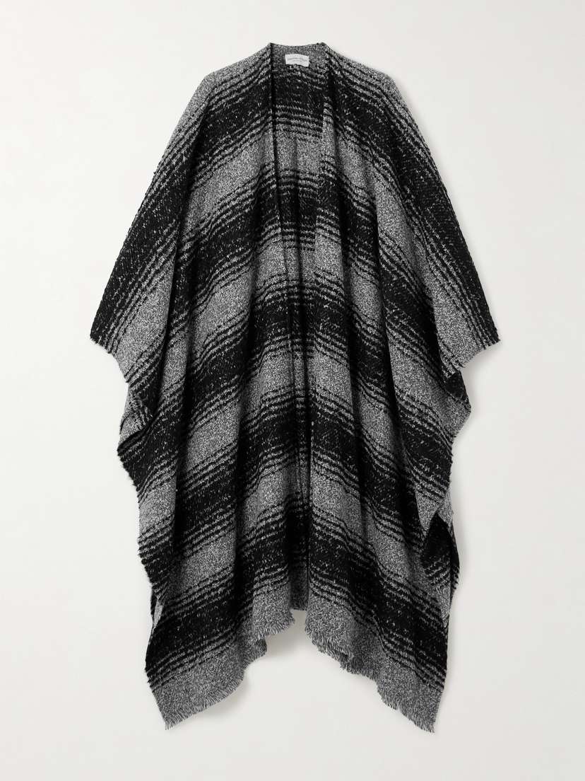 Johnstons of Elgin Striped Cashmere, Wool, Alpaca And Silk-blend Wrap