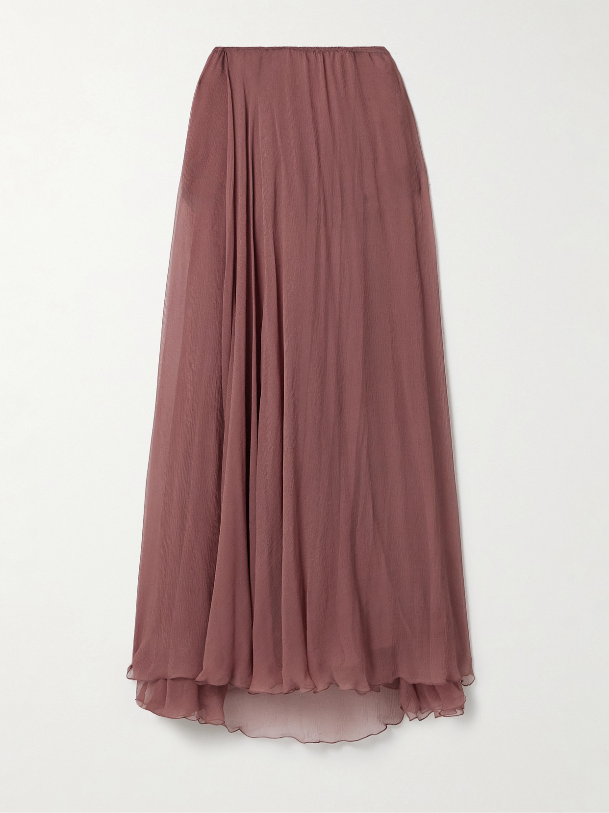 Chloé Flou Midi Skirt In Silk Mousseline Pink Size 10 100% Silk In Pink