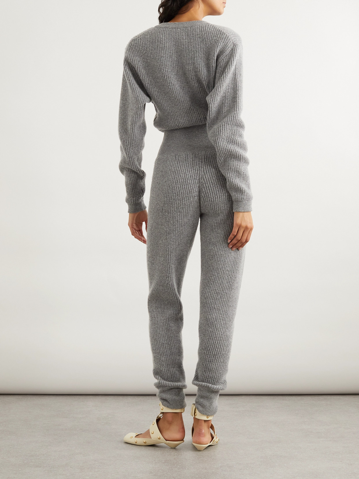 Chloé Ribbed Wool-blend Jumpsuit In Gray