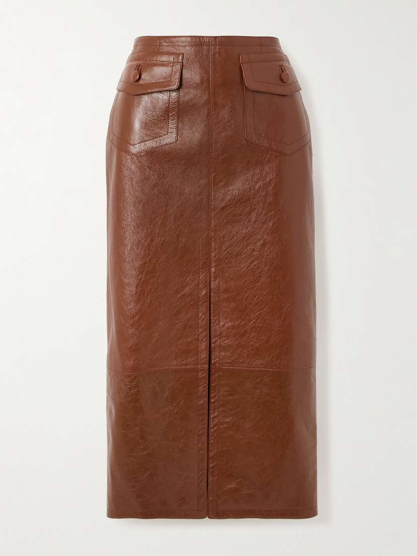 Chloé Textured-leather Midi Skirt