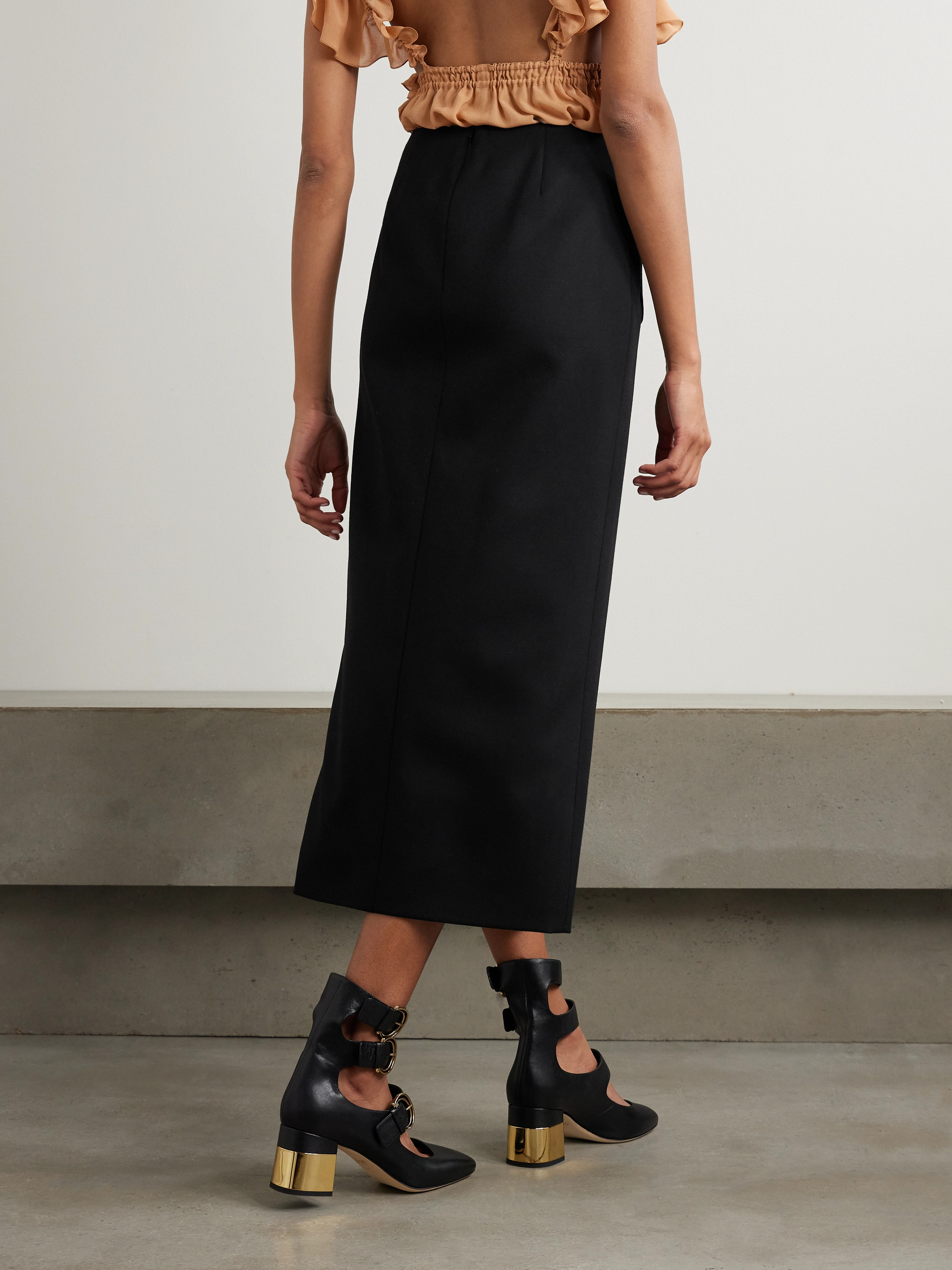 Chloé Grain de poudre wool-blend midi skirt thumbnail