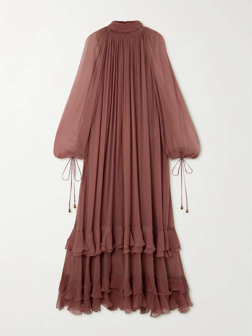 Chloé Ruffled Tiered Pleated Silk-crepon Gown